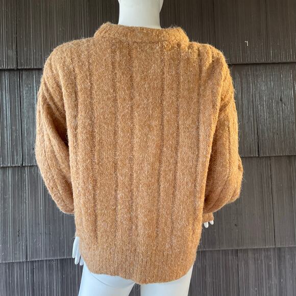 🔥Express Cable Knit Fuzzy Soft Pullover Sweater Bohemian Earthy Brown Size S - Picture 6 of 15